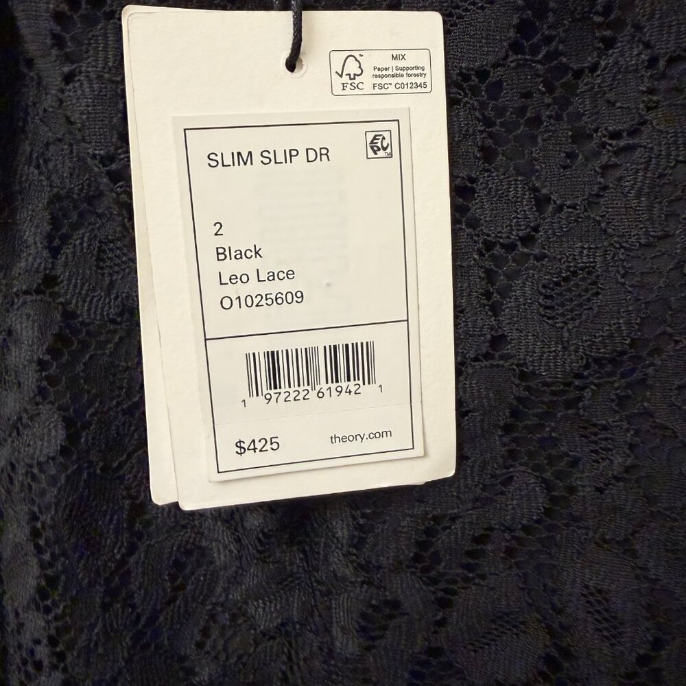 NWT Theory Leopard Lace Luxury Slip Dress - Black - Size 2 - MSRP $425 - Picture 7 of 7
